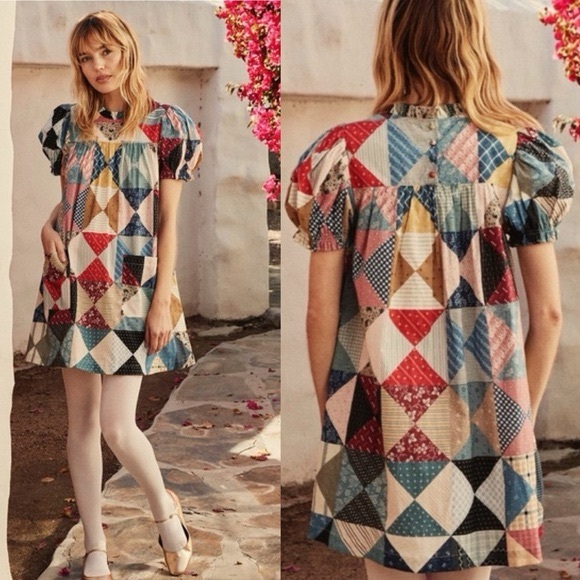 Doen Dresses & Skirts - *New* Doen Amarillo Patchwork Dress, Size Small
